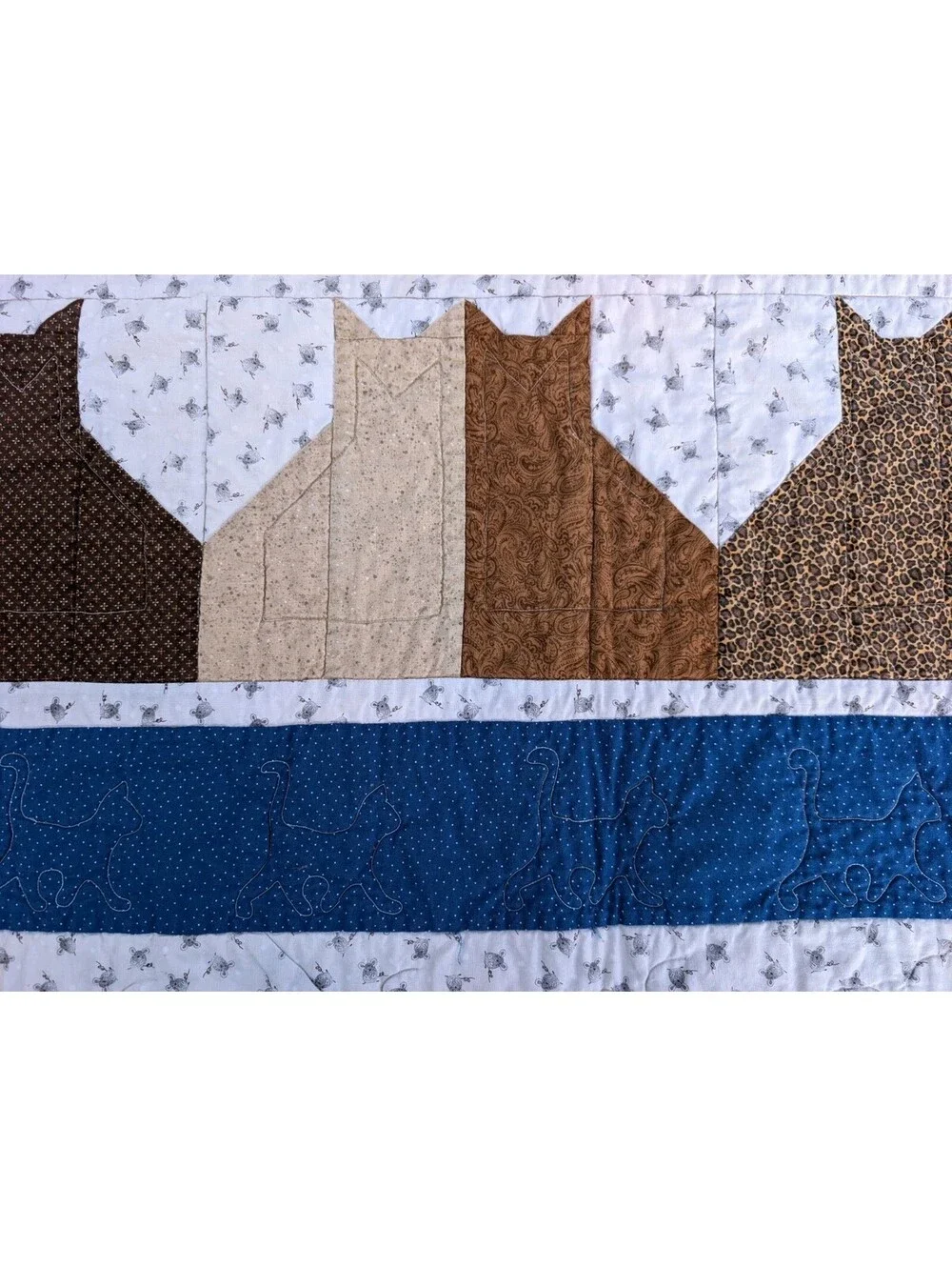Quilt Handmade Cats Cat Lover Patchwork Throw Blanket Wall Hanging 44x66